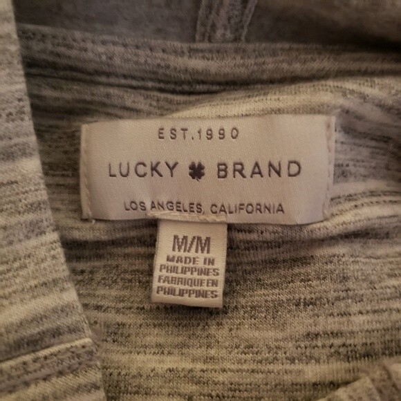 Lucky Brand Fleece Hooded Pullover In Grey Size M - Picture 11 of 14